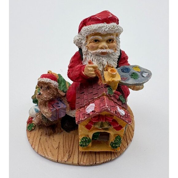 Santa Claus Painting Christmas Figurine Opening House Artist Holiday Scene - Picture 2 of 9